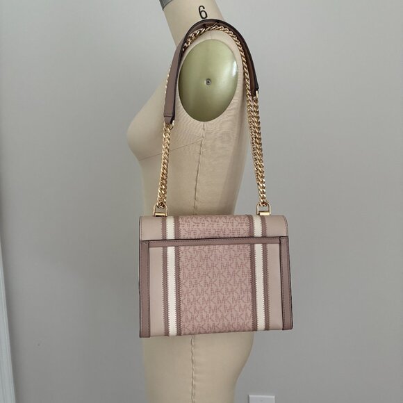Michael Kors Rose Signature Coated Canvas and Leather Whitney Shoulder Bag - Picture 2 of 14